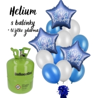 Helium set - hvzdy modr HB 3ks - mix 9 ks 30 cm stbrn modr